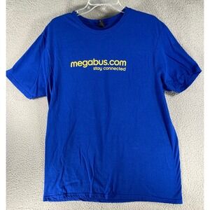 Megabus T Shirt Adult‎ XL Blue Short Sleeve Stay Connected  100% Cotton